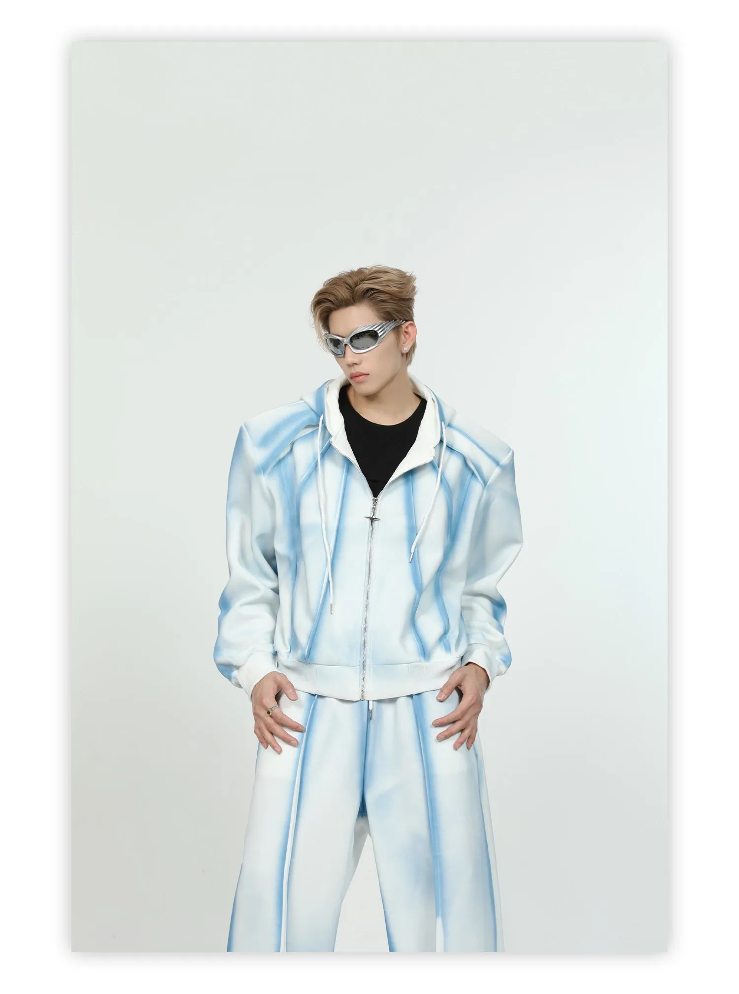 【24s June.】Tie-dyed Gradient Casual Jacket   Straight Wide-leg Pants