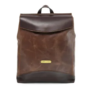 392153 Backpack in Full Grain Leather | Light & Dark Brown Combination | Style n Craft