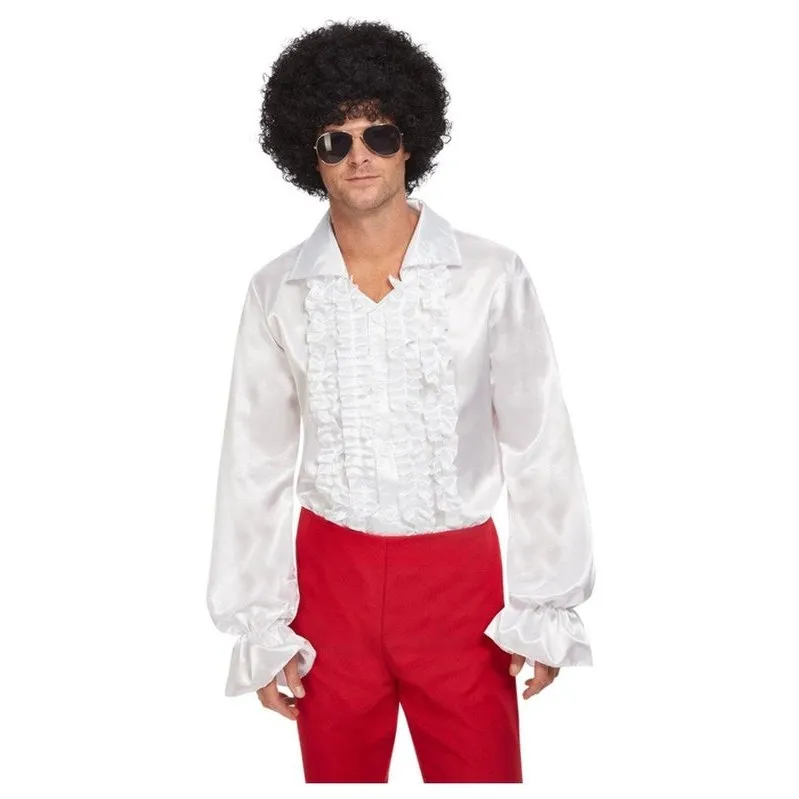 60's Ruffled Shirt, White
