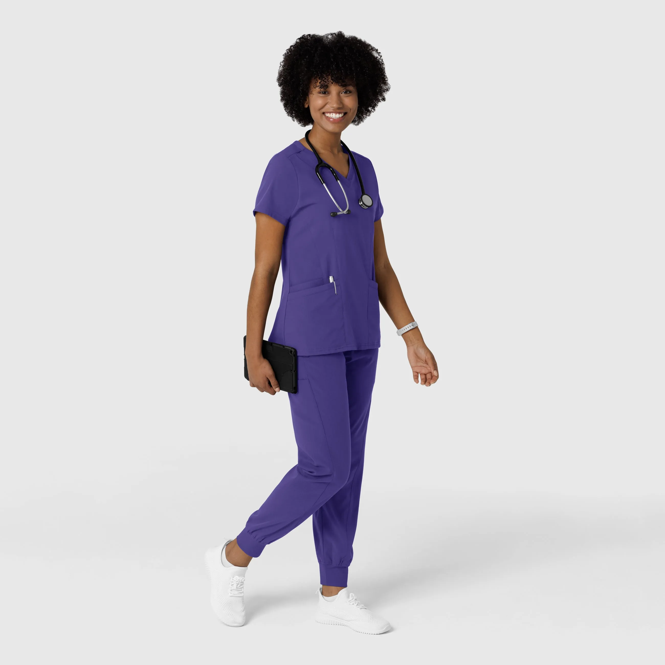 Aero Remix Women's Flex-N-Reach V-Neck Scrub Top - Grape
