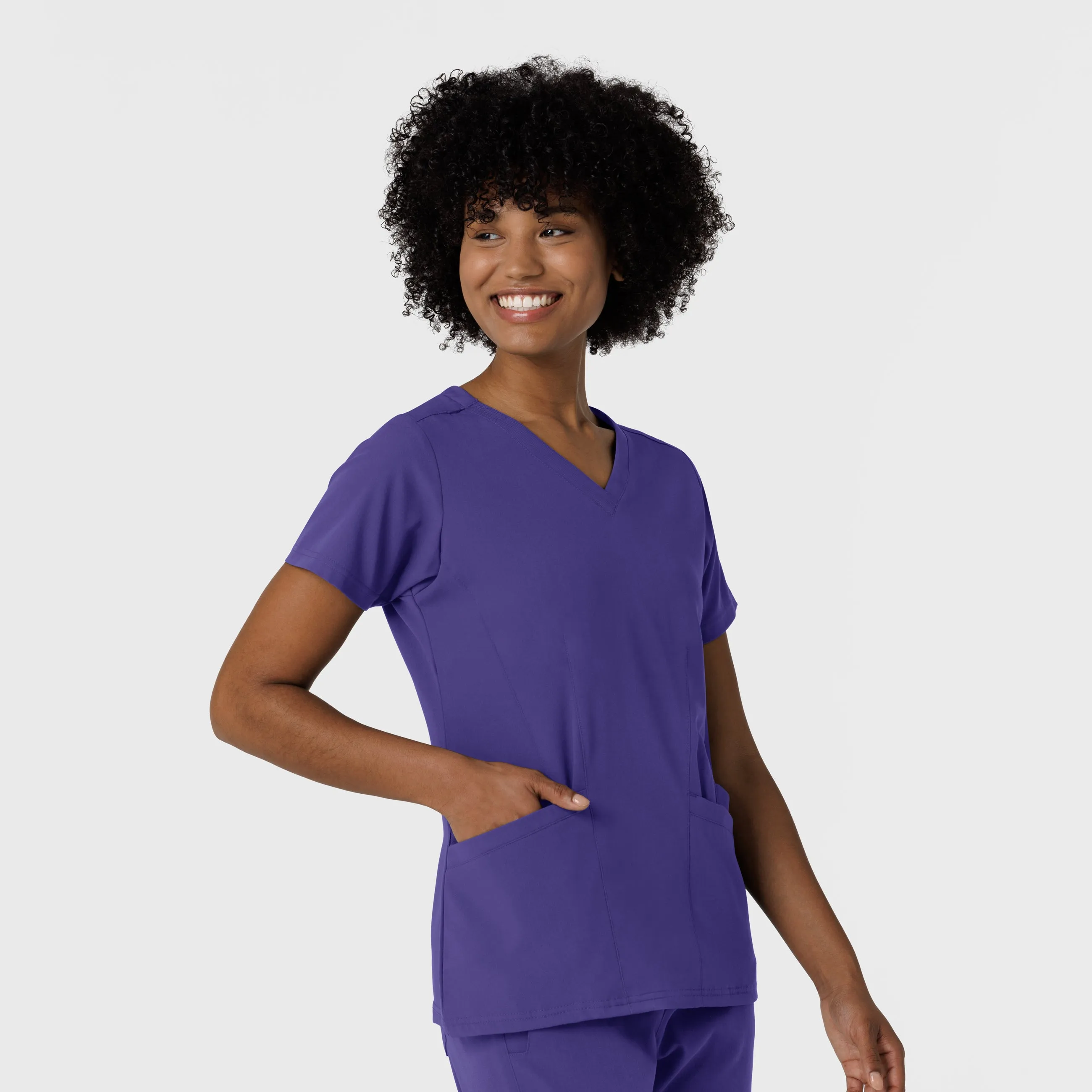 Aero Remix Women's Flex-N-Reach V-Neck Scrub Top - Grape