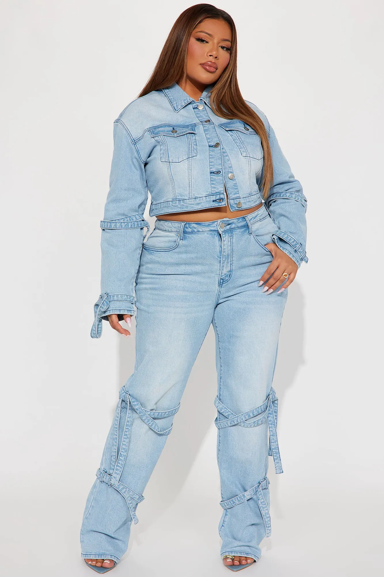 All Tied Up Stretch Straight Leg Jeans - Light Wash