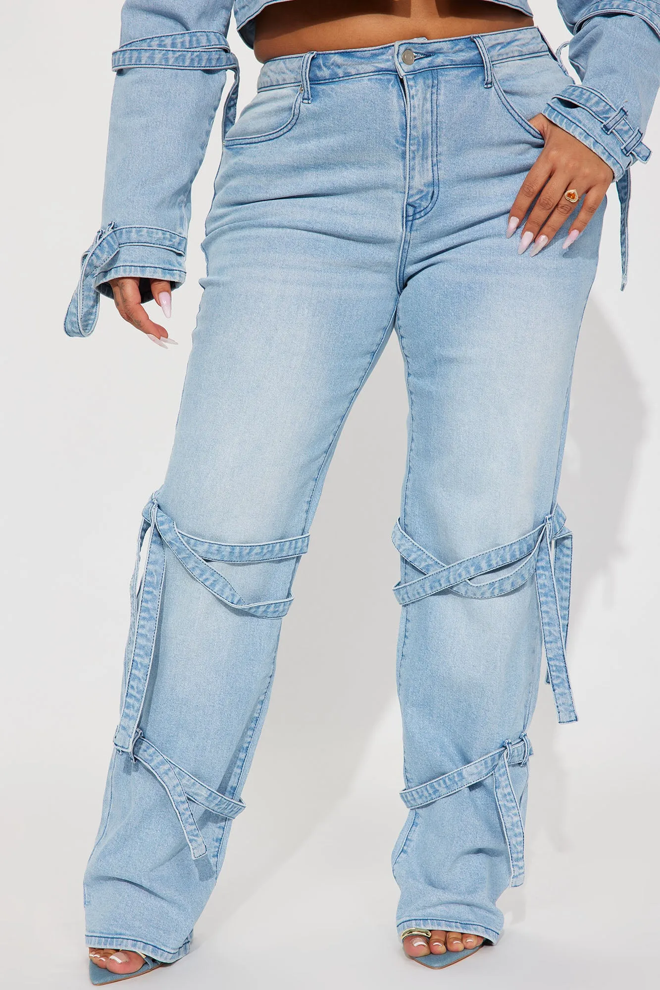 All Tied Up Stretch Straight Leg Jeans - Light Wash