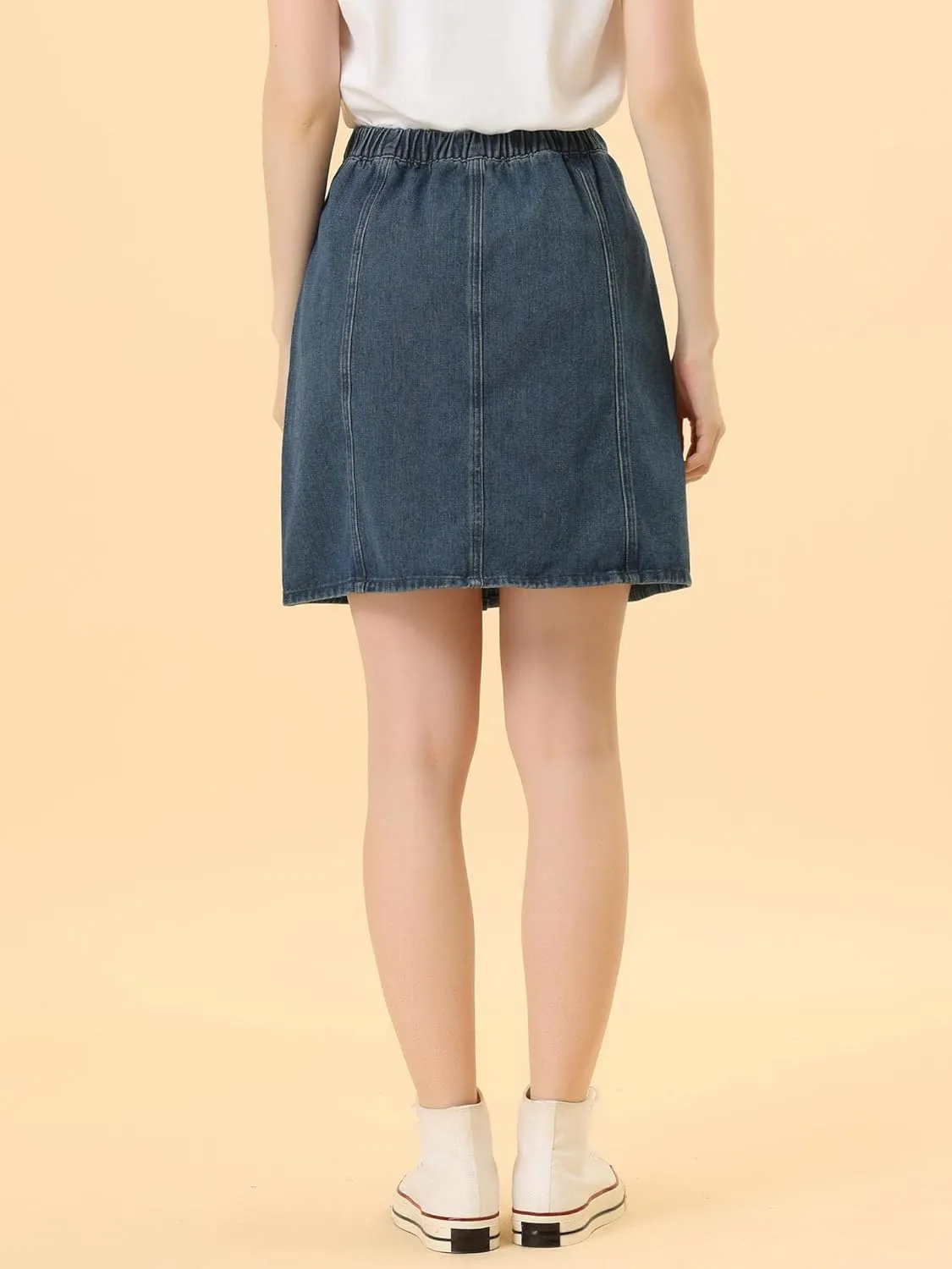 Allegra K Women's Denim Skirts 2024 Summer Casual A-Line Short Button Down Jean Skirt