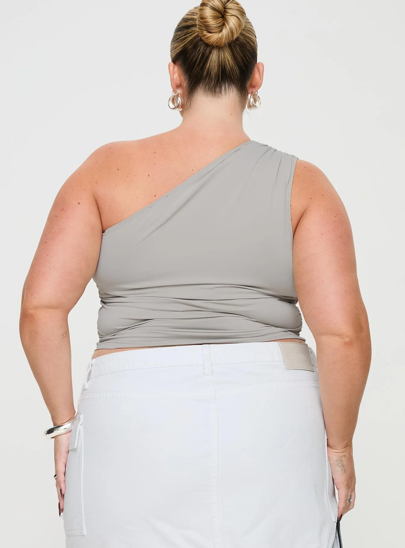Annem One Shoulder Top Grey Curve