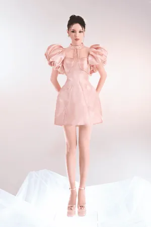 Ariance A-line Puffy Sleeved Taffeta Mini Dress