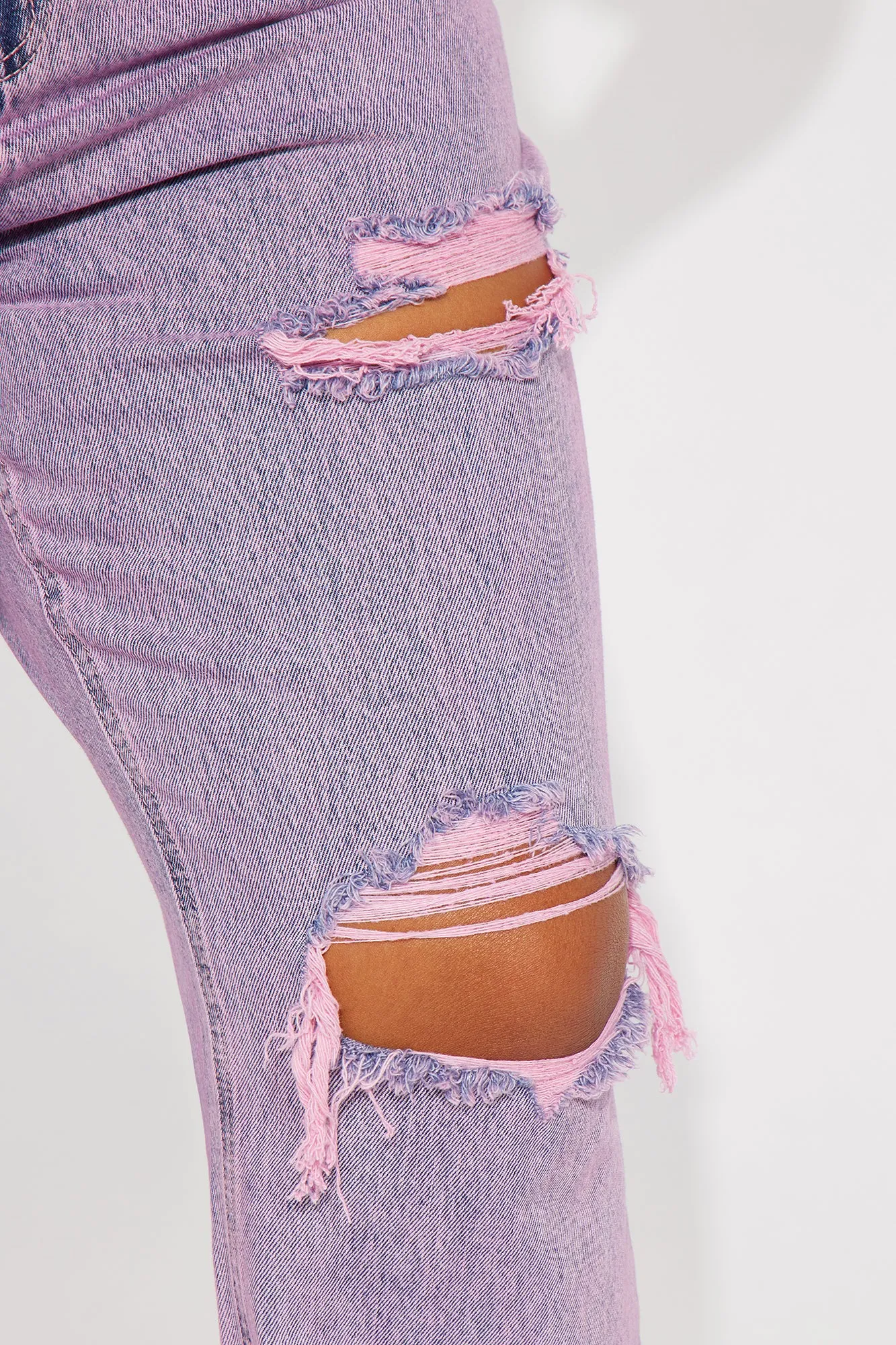 Best Energy Ripped Straight Leg Jeans - Pink