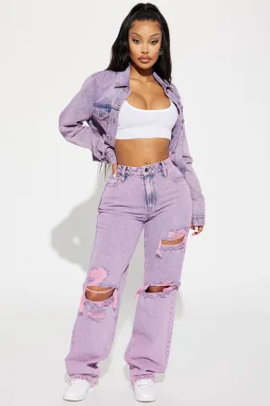 Best Energy Ripped Straight Leg Jeans - Pink