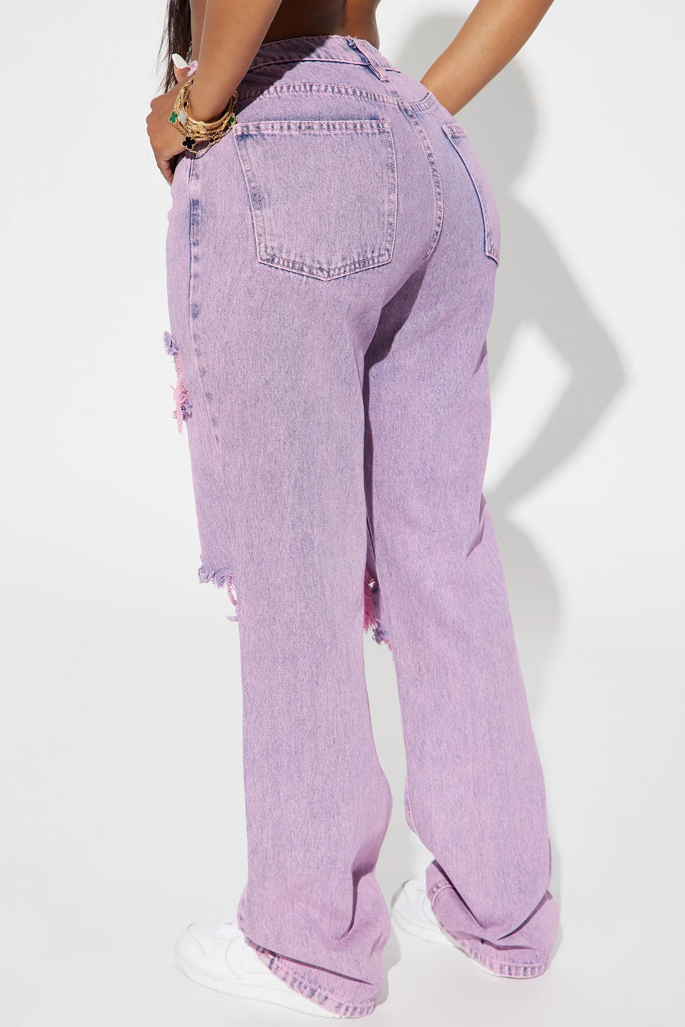 Best Energy Ripped Straight Leg Jeans - Pink