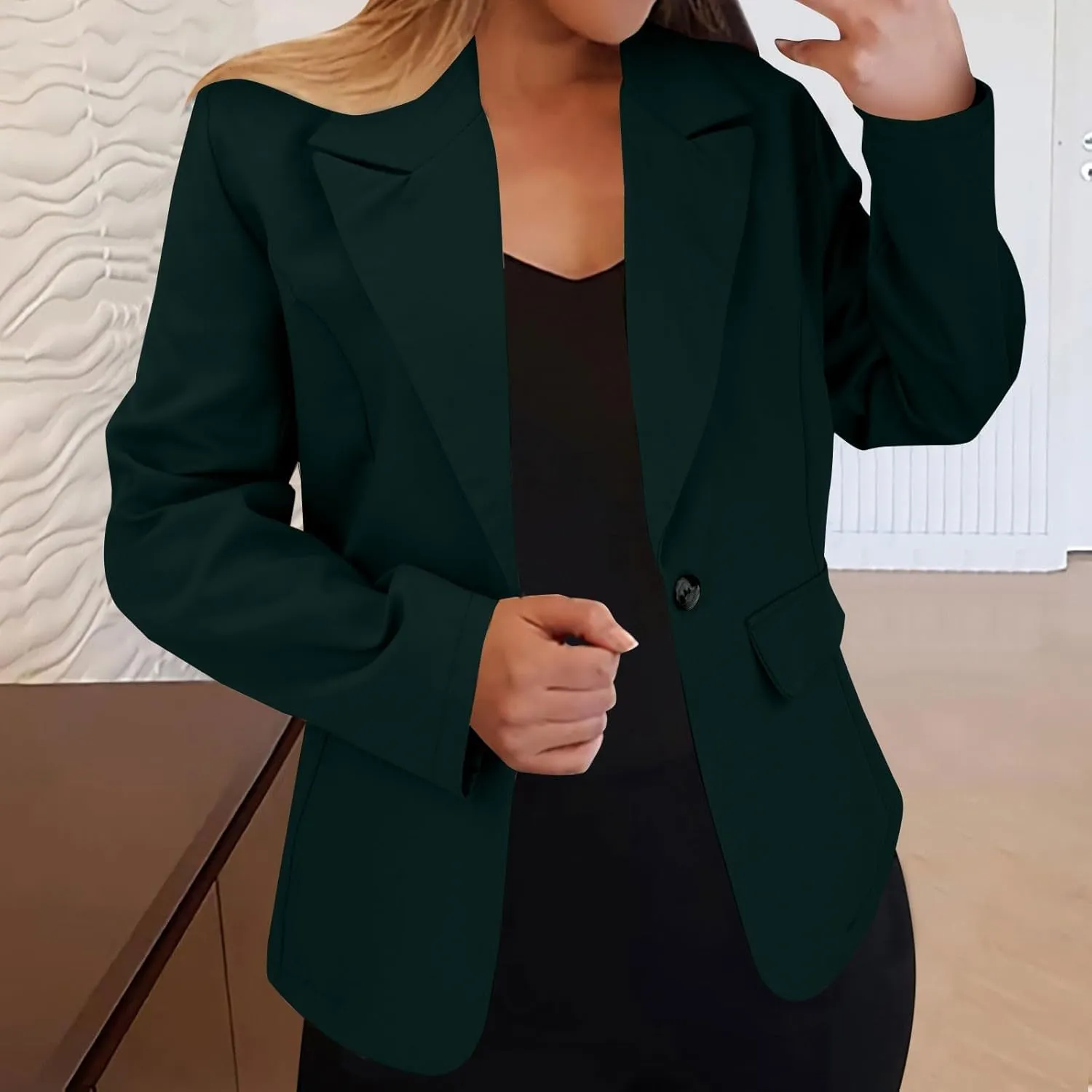 Blazers for Women 2025 with Pocket Business Casual Jacket Long Sleeve Open Front Cardigan Work Suit Fashion Blazers