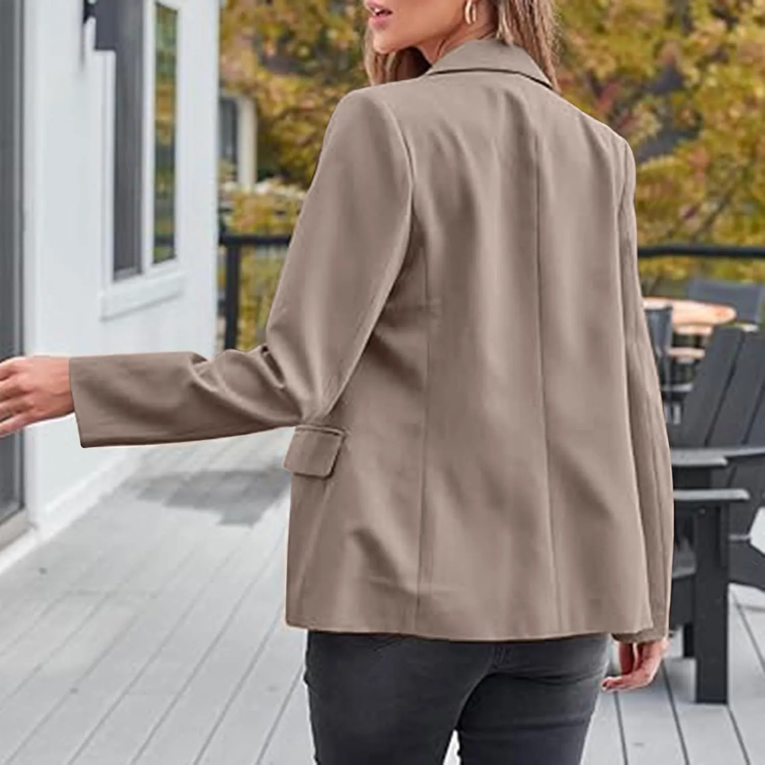 Blazers for Women Business Casual Long Sleeve Lapel Open Front Button Work Office Blazer Jackets with Pockets 2024