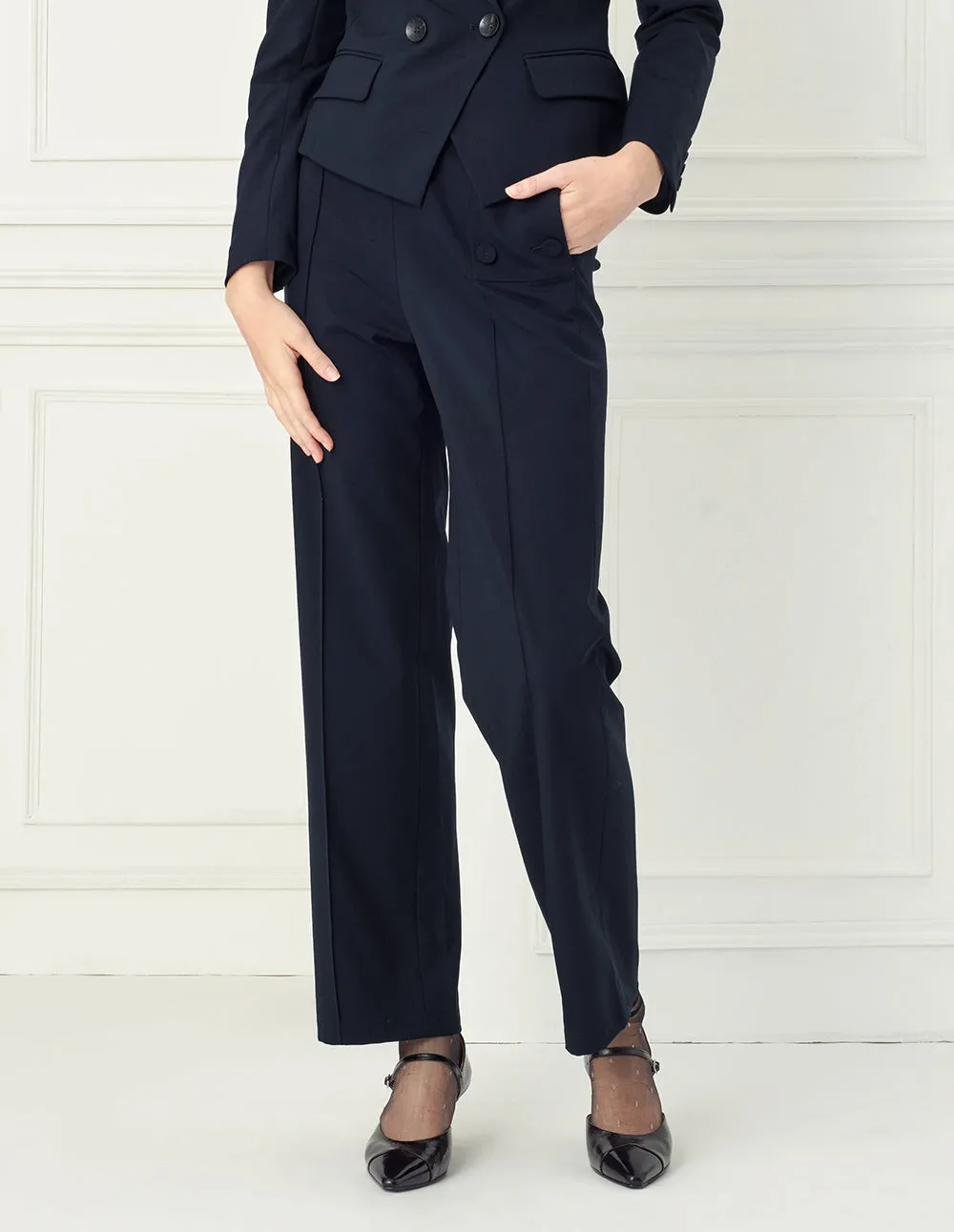 BORA AKSU straight leg suit trousers with buttons
