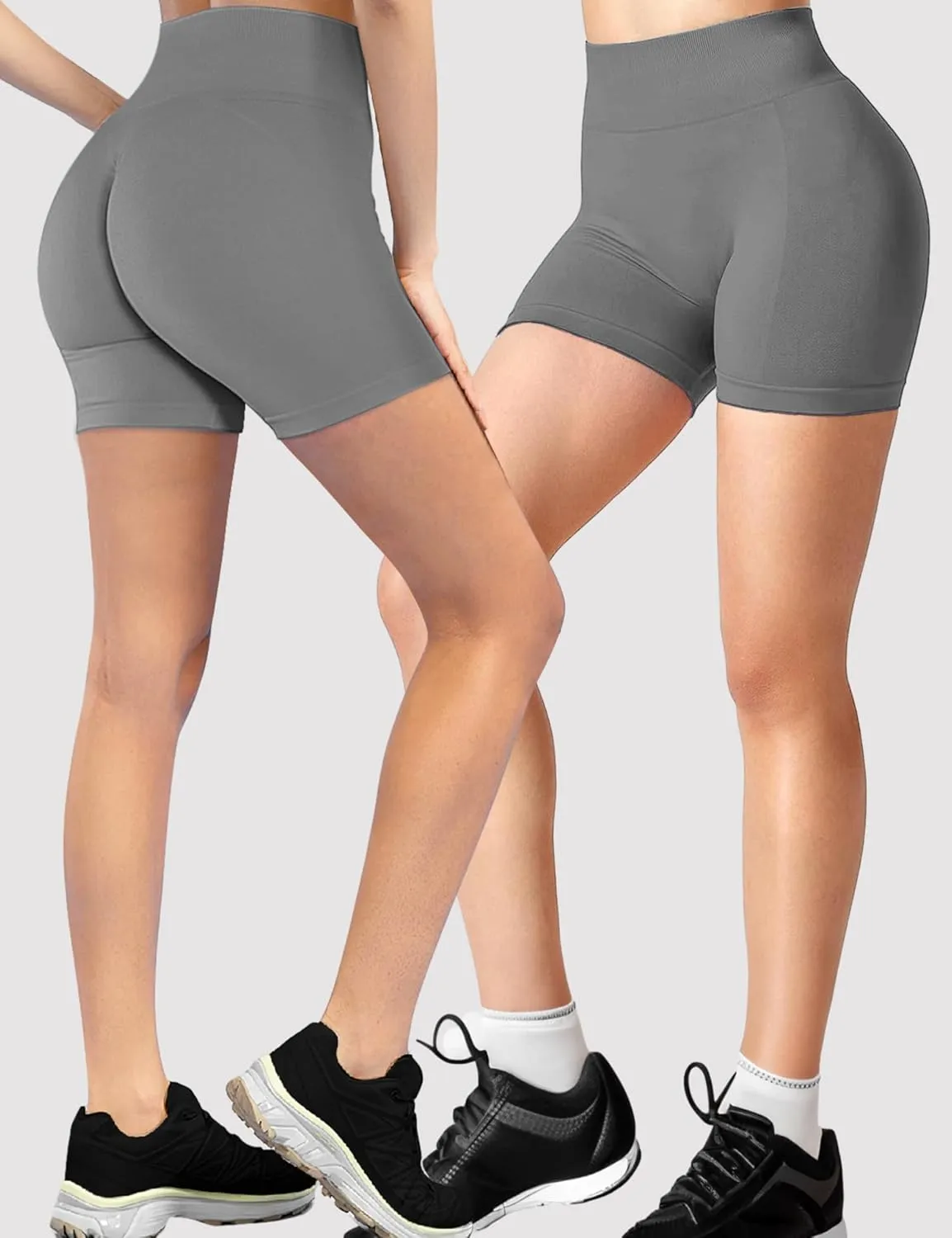 Buauty Gym Shorts Women, Seamless Yoga Workout Shorts, High-Waisted 3.6'' Scrunch Butt Booty Lifting Athletic Running Shorts