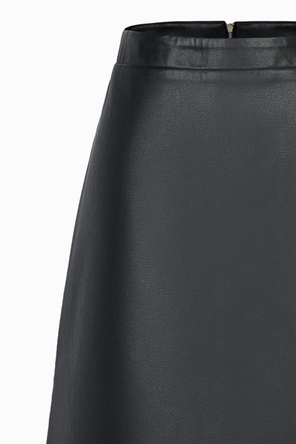 Chantel A-line Back Zipper Leather Midi Skirt