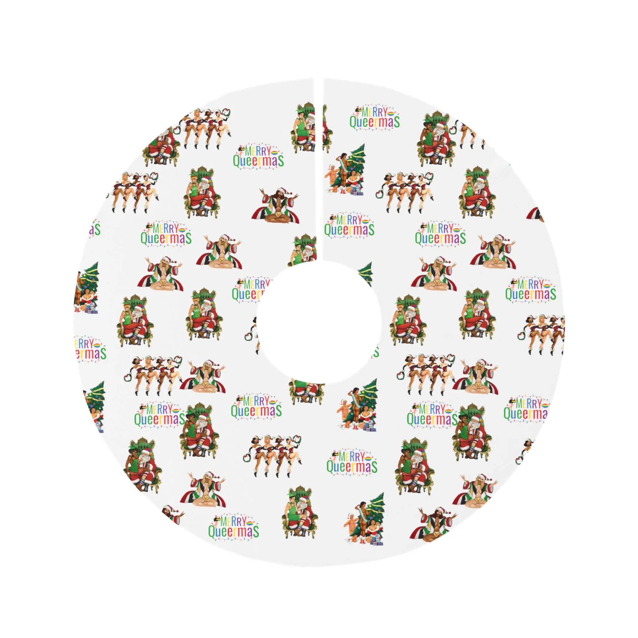 Christmas LGBTQ  Round Tree Skirt , Merry Queermas, Gays