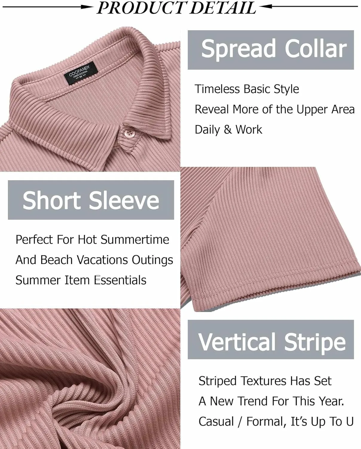 COOFANDY Men's Casual Shirts Short Sleeve Button Down Shirt for Men Wedding Beach Fashion Shirt