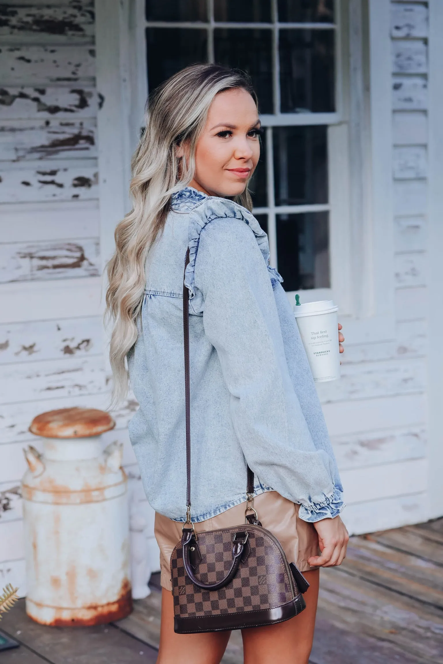 Devi Ruffle Yoke Denim Shirt