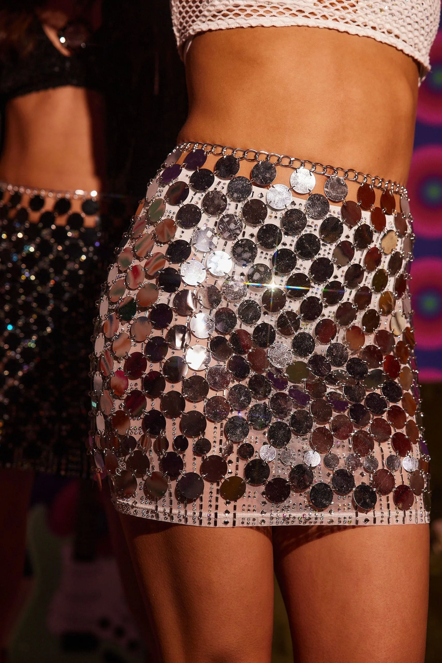 Diana Silver Disco Skirt