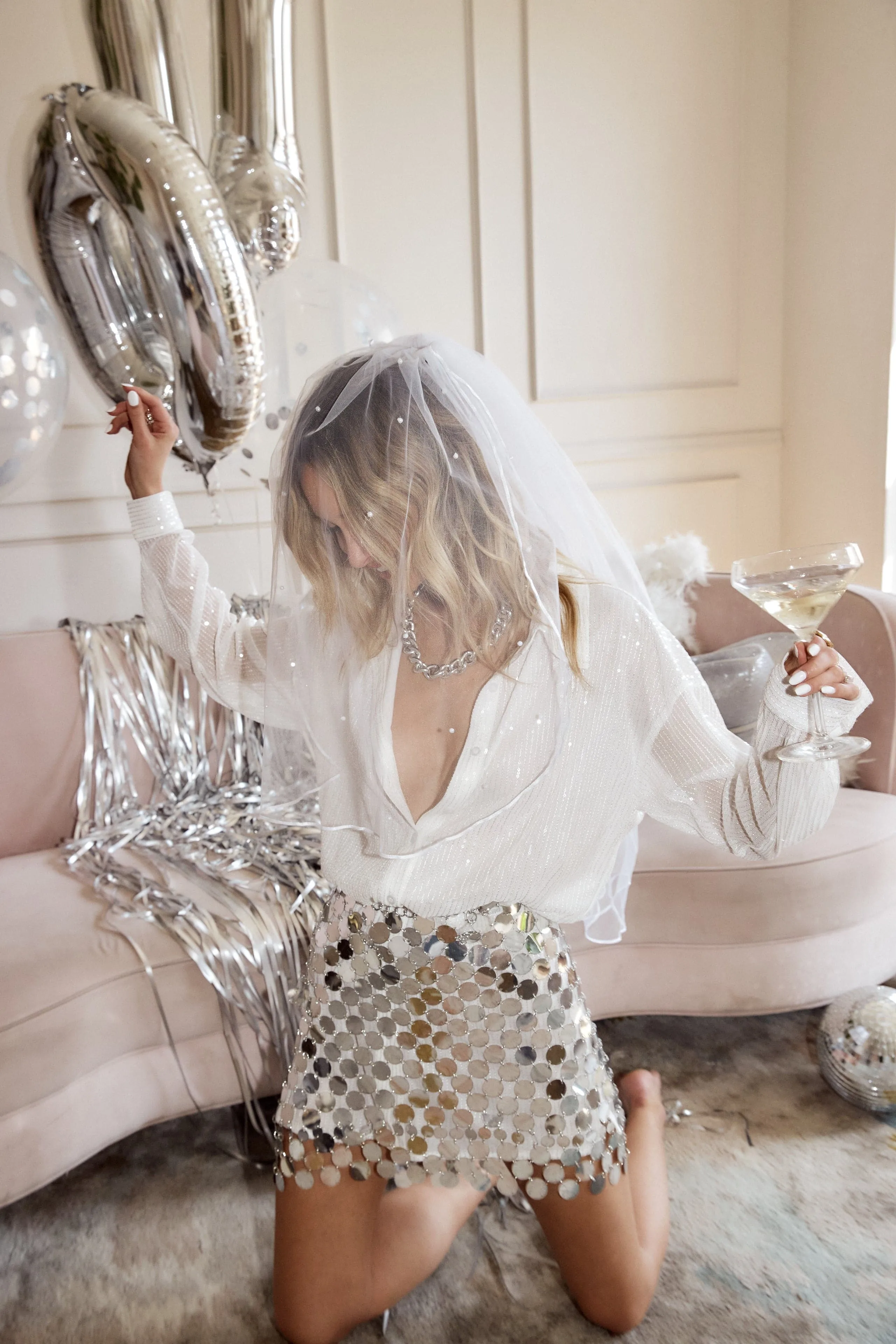 Diana Silver Disco Skirt