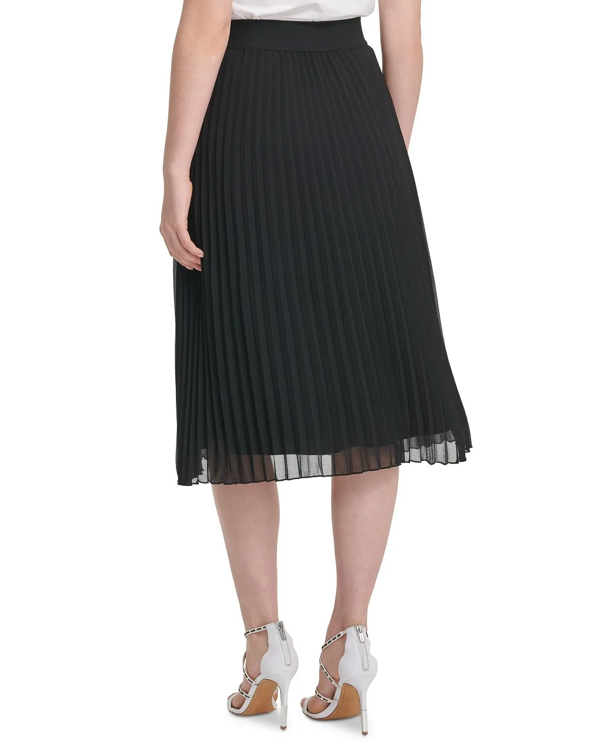 DKNY pleated midi skirt, black
