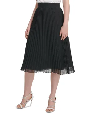 DKNY pleated midi skirt, black