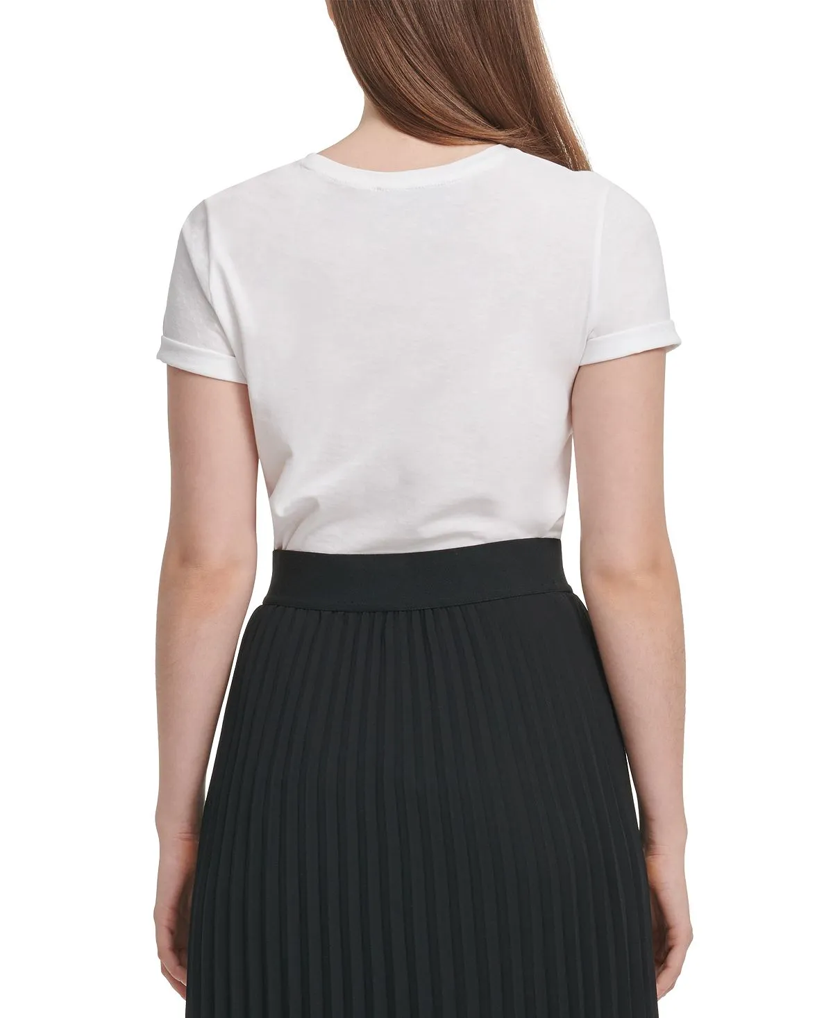 DKNY pleated midi skirt, black