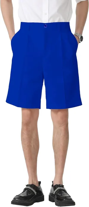 Dubtiy Mens Flat Front Pleat Golf Shorts Casual Formal Classic Wrinkle-Free Shorts