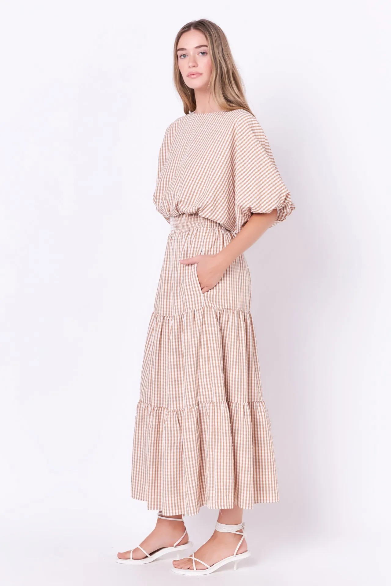 English Factory - Check Tiered Maxi Skirt