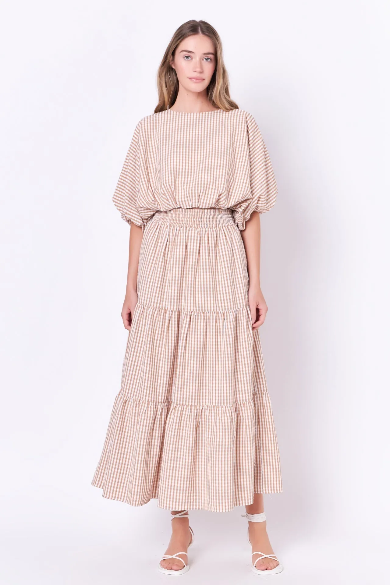 English Factory - Check Tiered Maxi Skirt