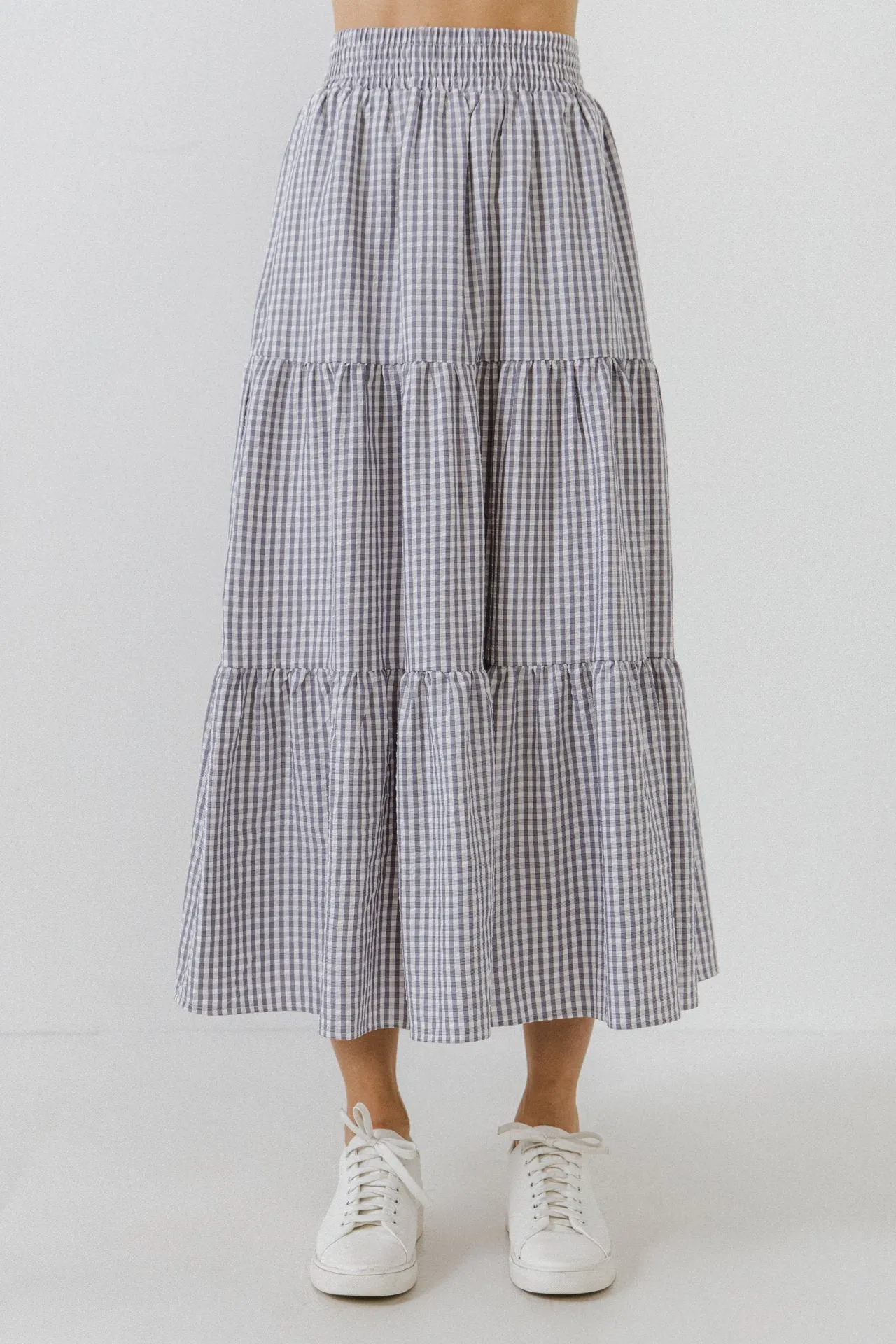 English Factory - Check Tiered Maxi Skirt