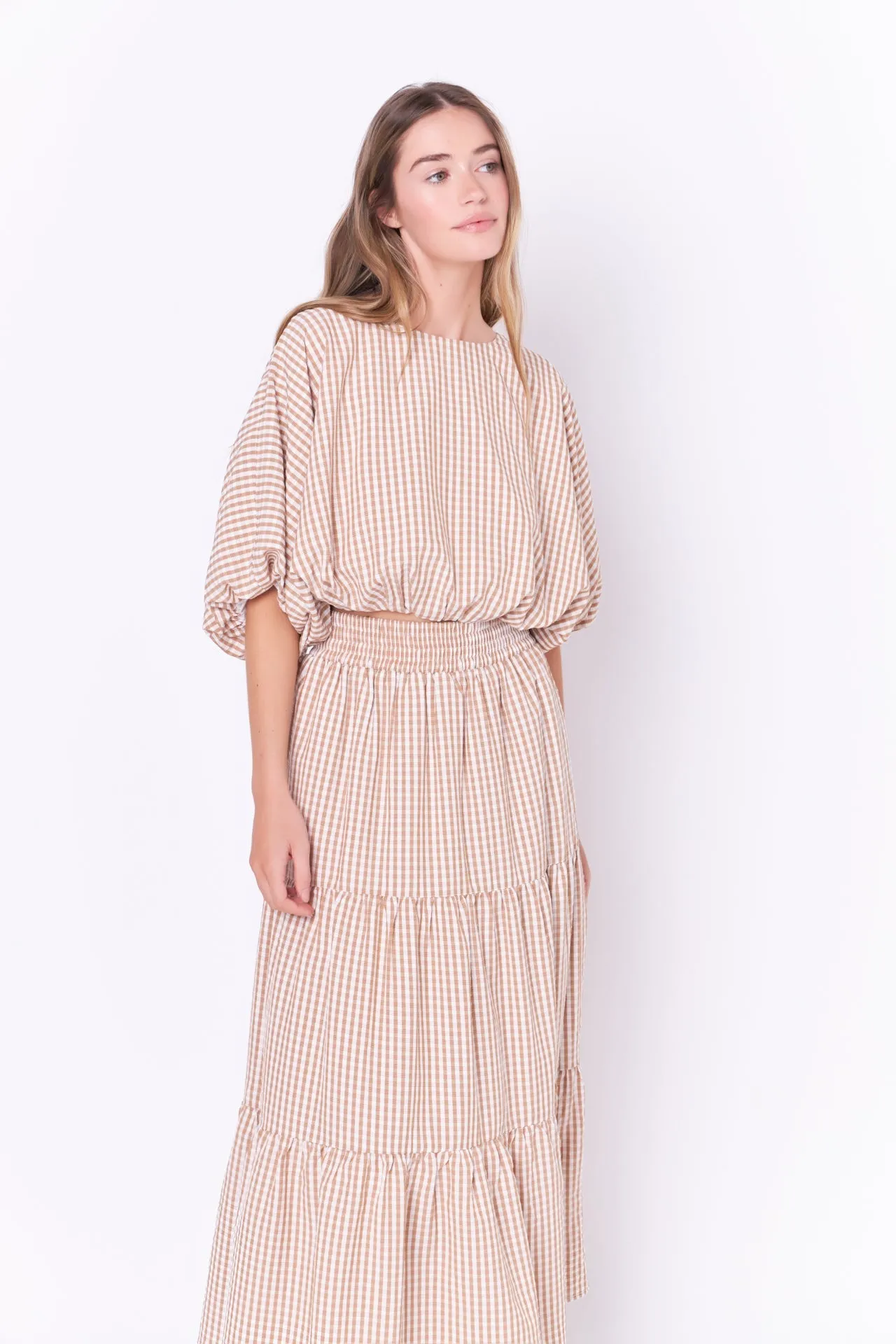 English Factory - Check Tiered Maxi Skirt