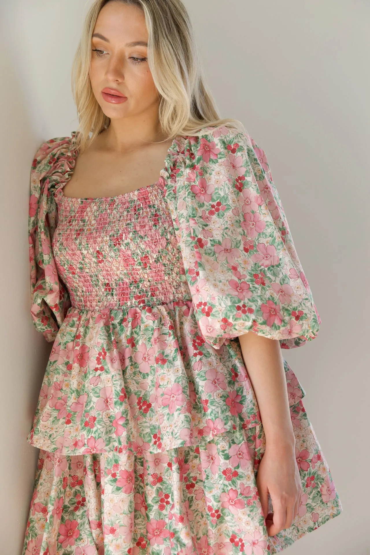 Floral Puff Sleeve Statement Dress