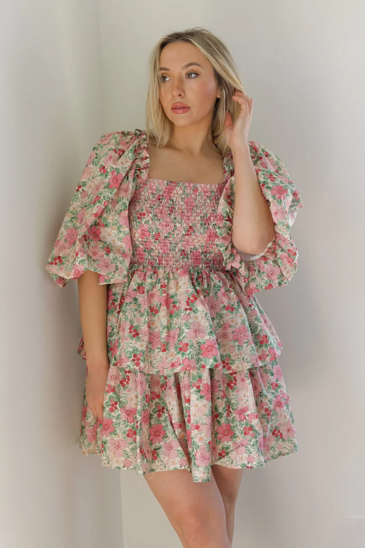 Floral Puff Sleeve Statement Dress