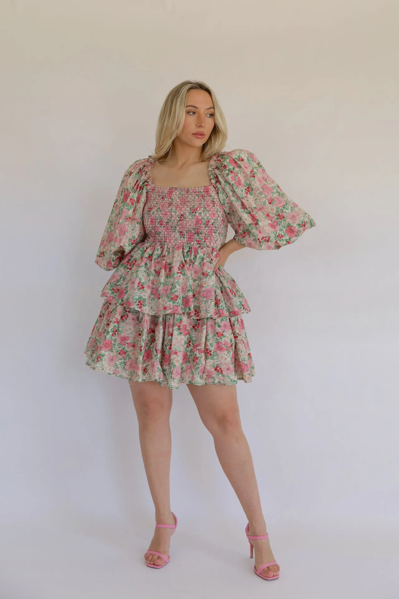 Floral Puff Sleeve Statement Dress