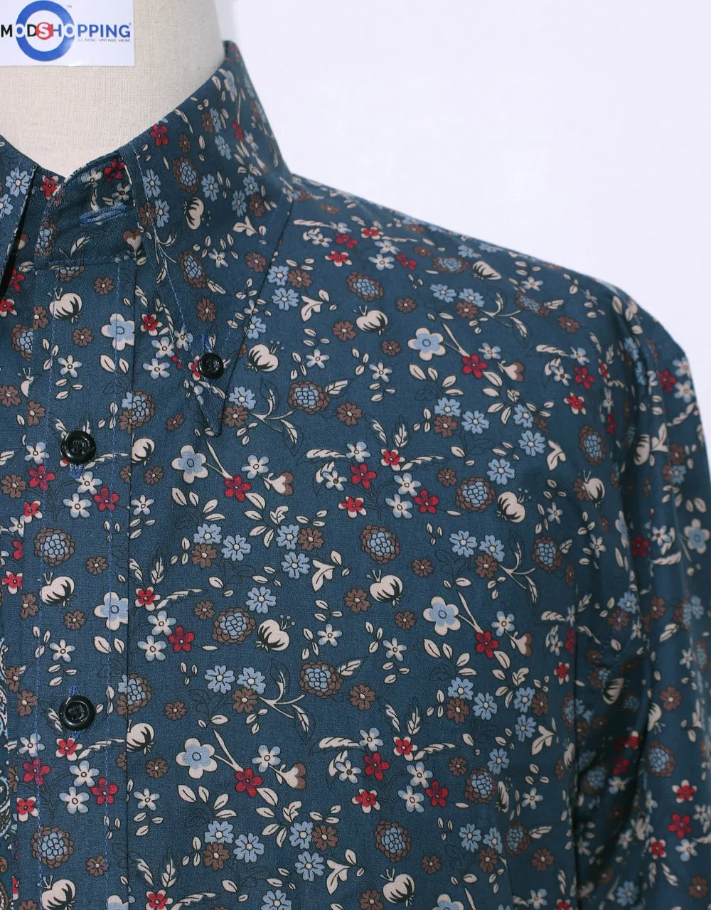 Floral Shirt | 60s Style Multi Color Floral Print Men Shirt