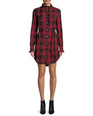 Frame - Long-Sleeve Flannel Check Dress