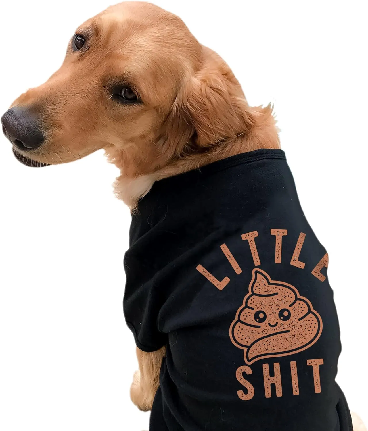 Funny Dog Shirt Gag Outdoor Outfit  Little Poop Cartoon Graphic Tee  Lightweight Cotton Blend for Small to Extra Large Dogs  Sarcastic Pet Gift for Dog Lovers Black, S