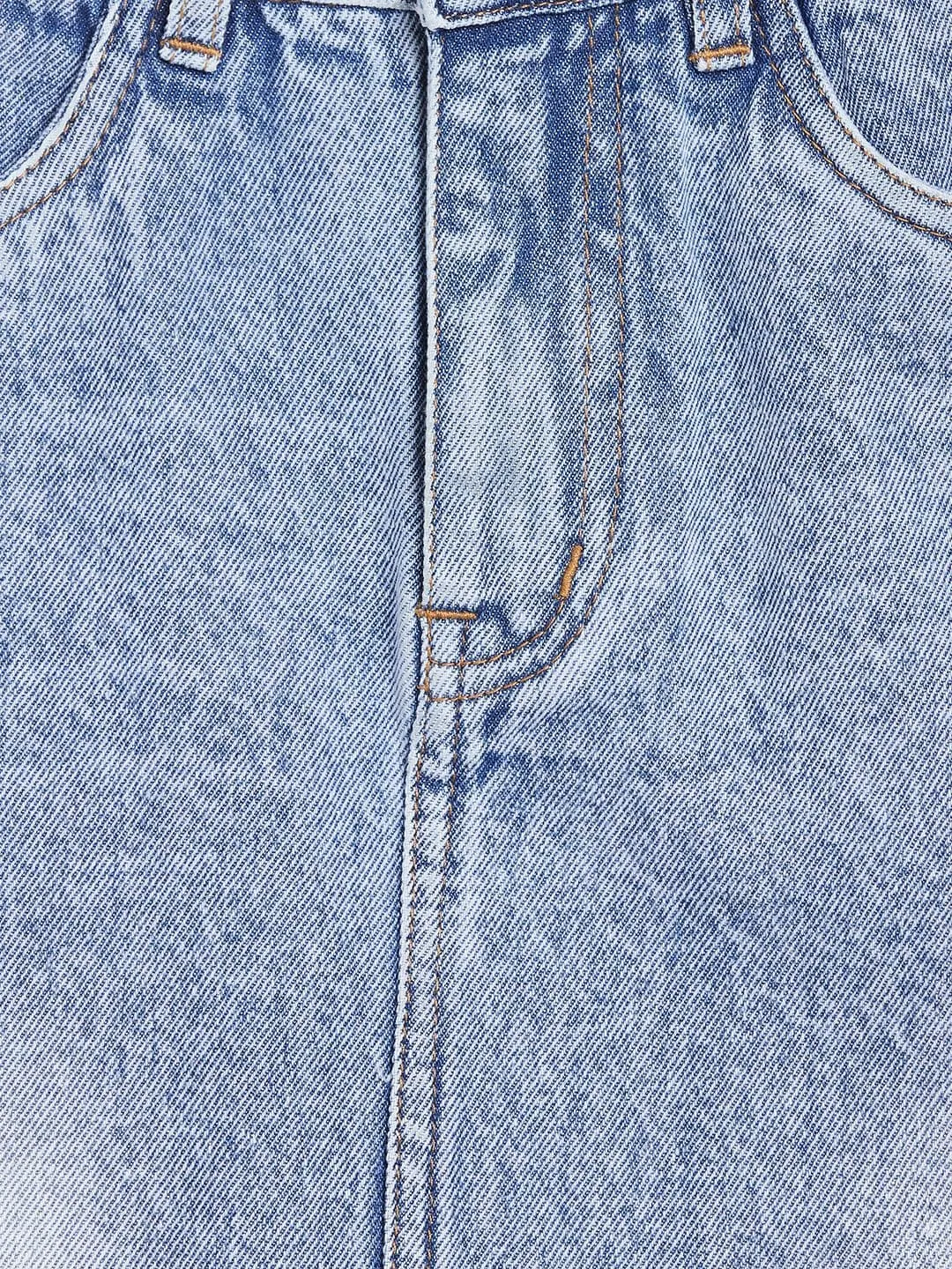 Girls Blue Raw Hem Denim Mini Skirt - Lyush Kids