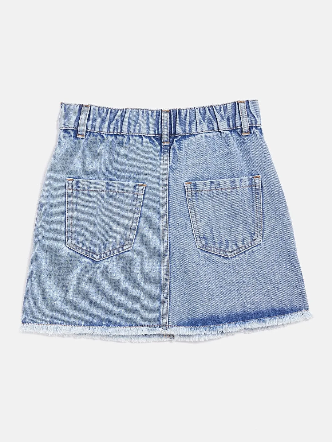 Girls Blue Raw Hem Denim Mini Skirt - Lyush Kids
