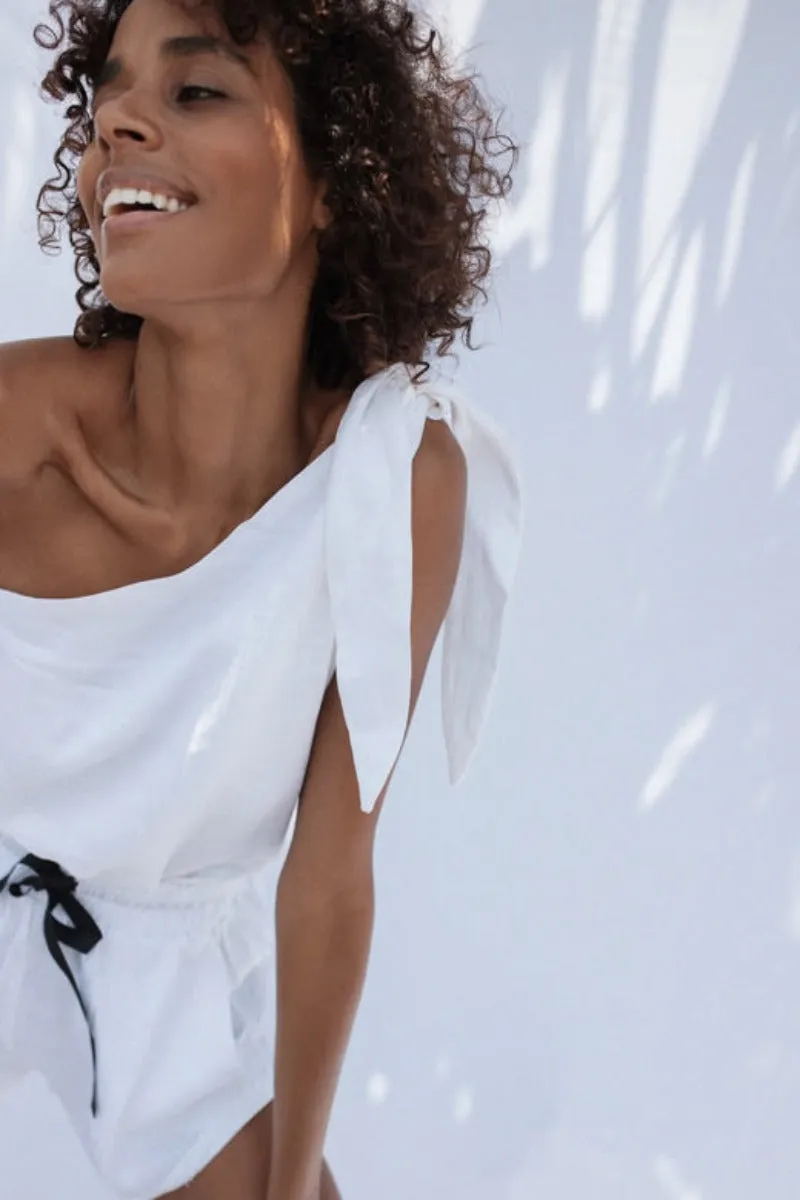 GOLDIE ONE SHOULDER TOP / CHALK