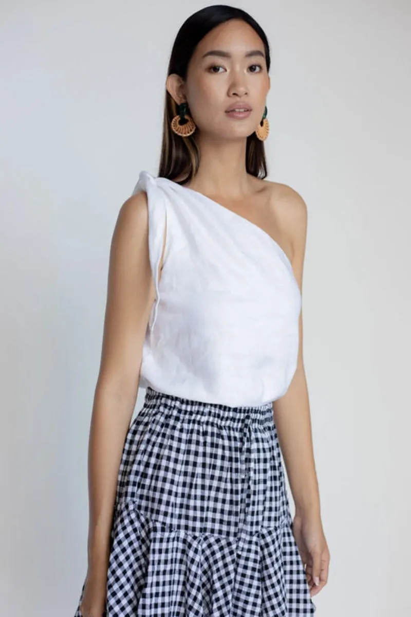 GOLDIE ONE SHOULDER TOP / CHALK