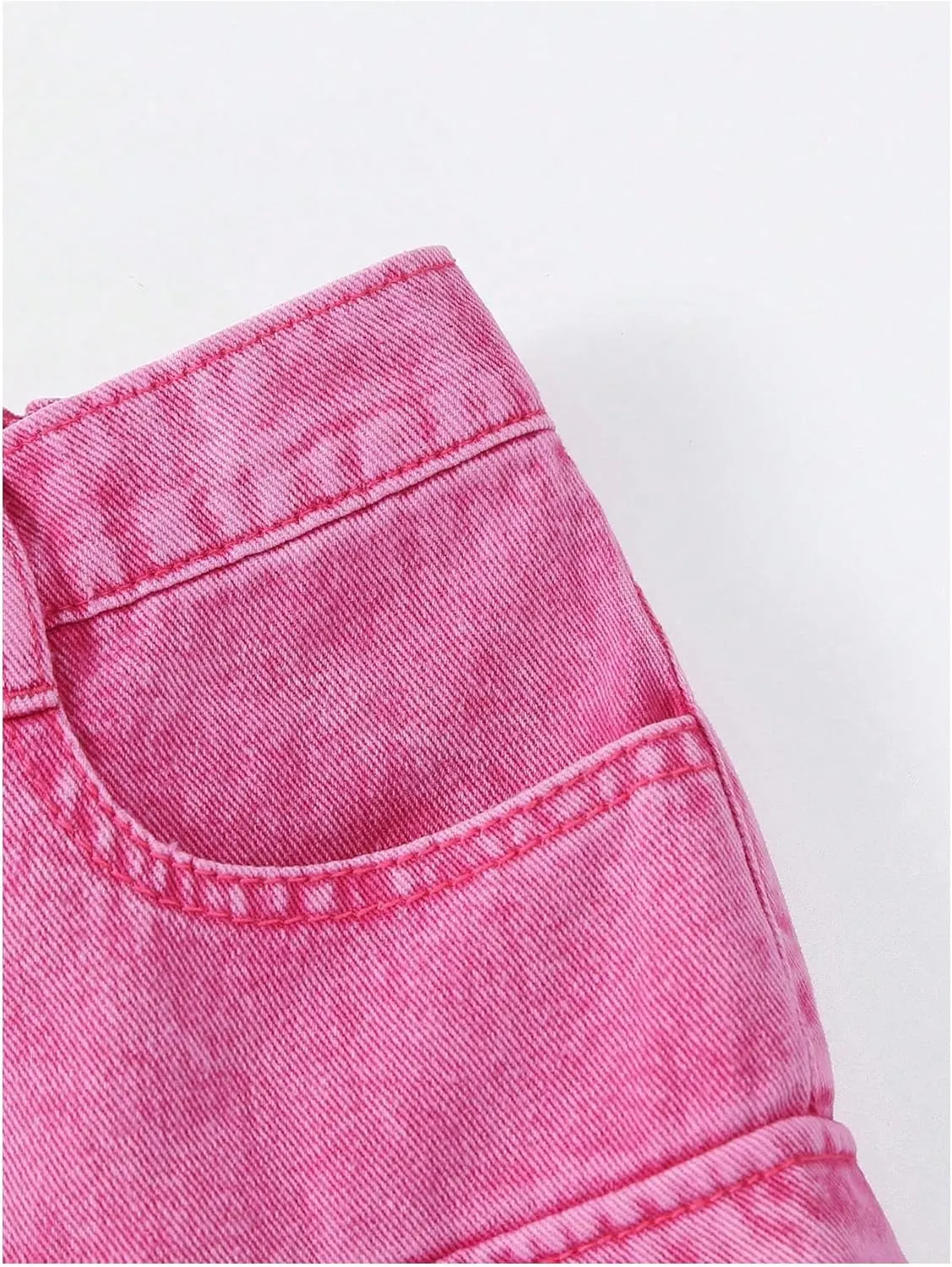 GORGLITTER Girl's Jean Skirt High Waisted Denim Skirt Y2k A-Line Short Mini Skirt with Pockets