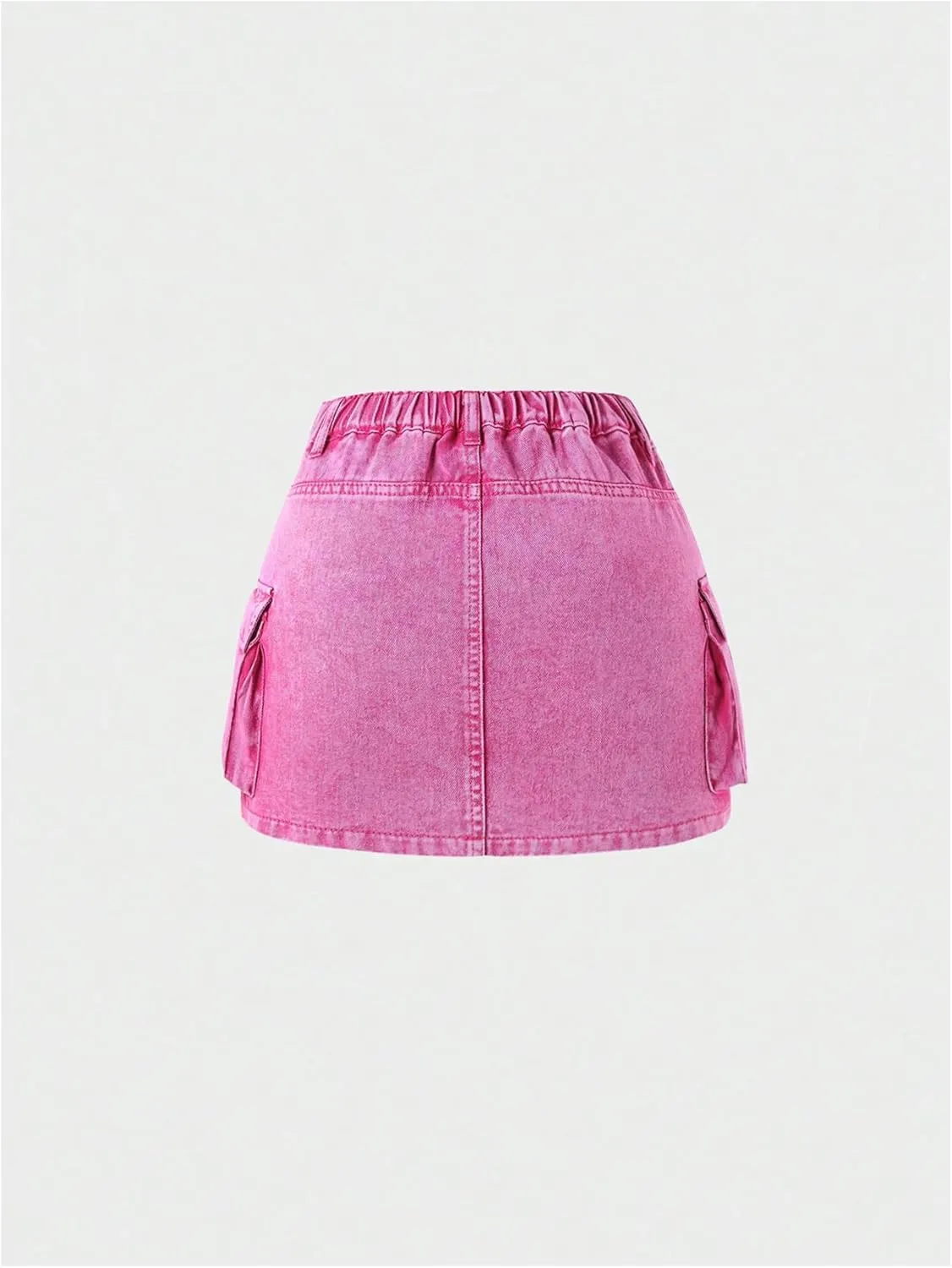 GORGLITTER Girl's Jean Skirt High Waisted Denim Skirt Y2k A-Line Short Mini Skirt with Pockets