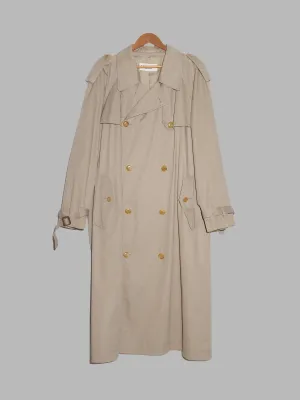 Grass Men's 1980s beige cotton double breasted trench coat - L M