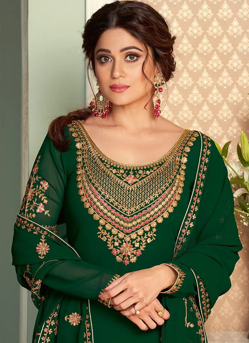 Green Lehenga Suit featuring Shamita Shetty