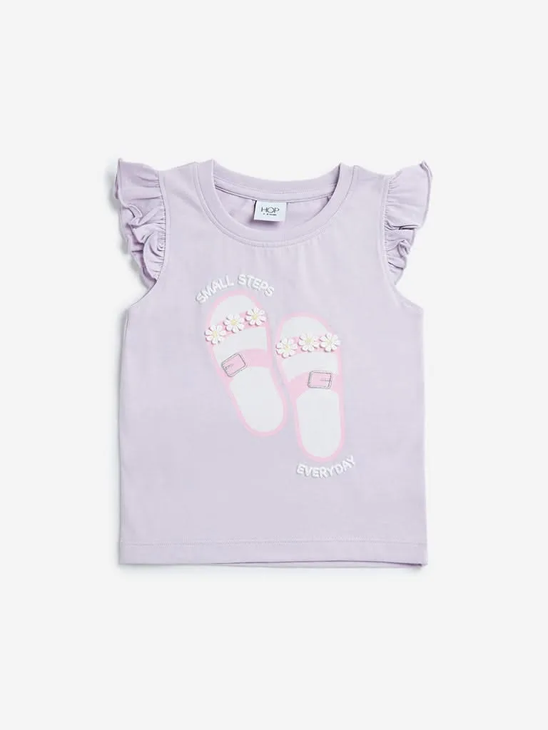 HOP Kids Lilac Printed T-Shirt