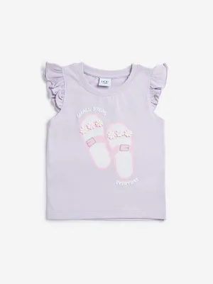HOP Kids Lilac Printed T-Shirt