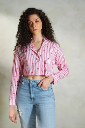 Iris|Striped Cropped Shirt