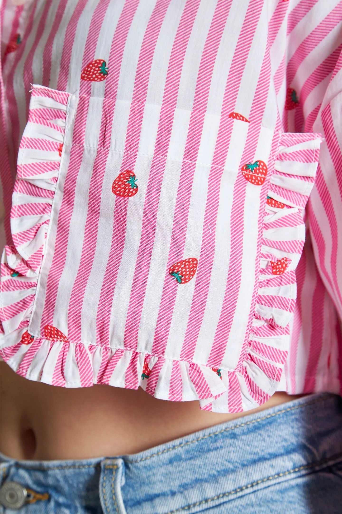 Iris|Striped Cropped Shirt