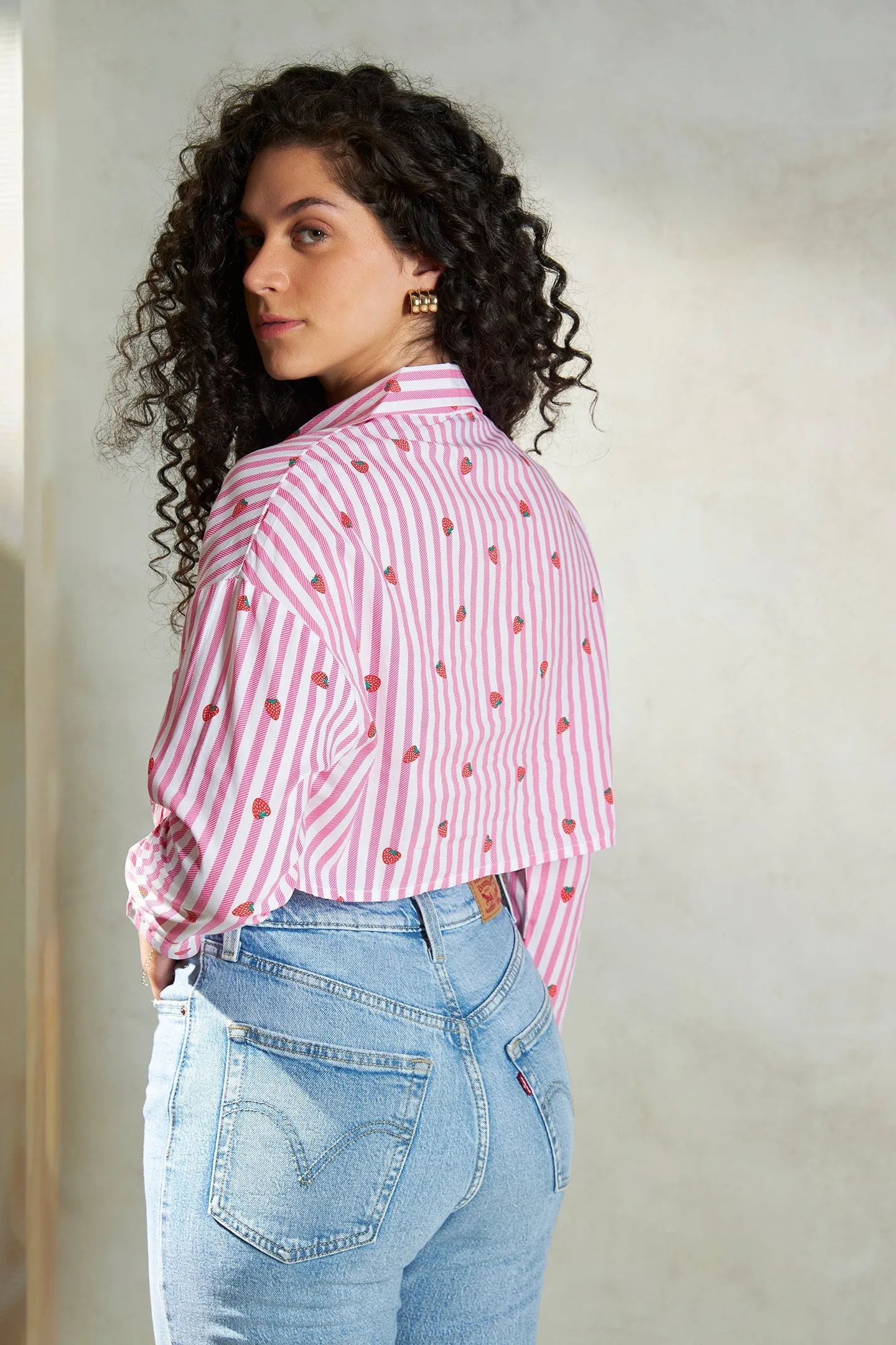 Iris|Striped Cropped Shirt